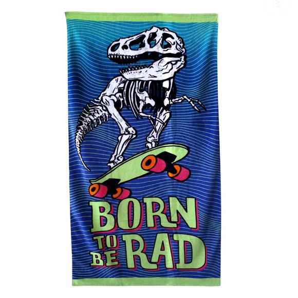 Mainstays Adult Velour Cotton Blend Rad Dino Beach Towel, 28"X 60" - Picture 3 of 4